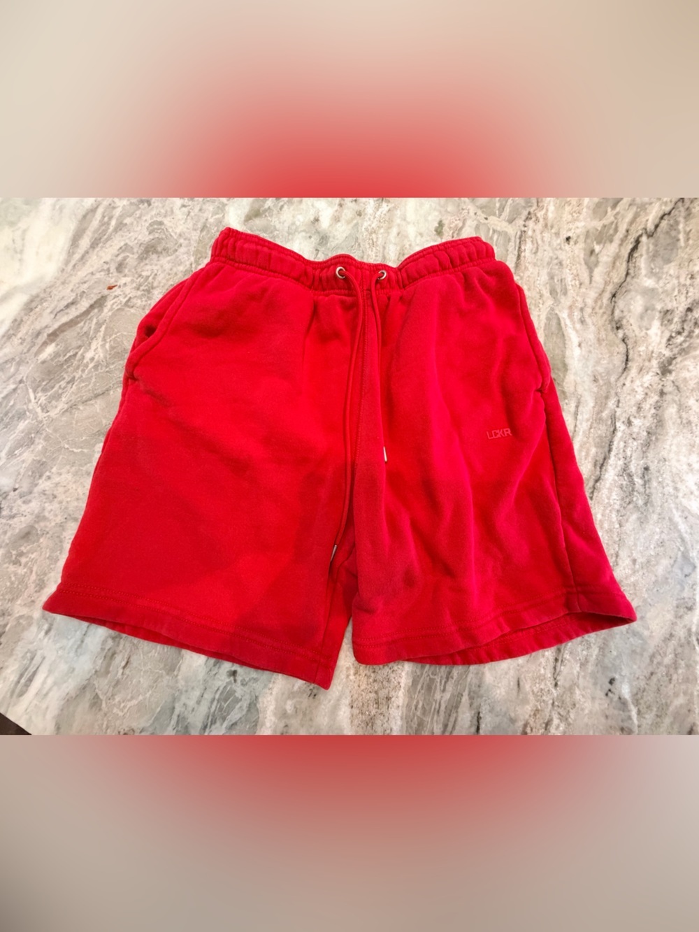 LCKR Red Fleece Shorts Small Drawstring Athletic Lounge Shorts